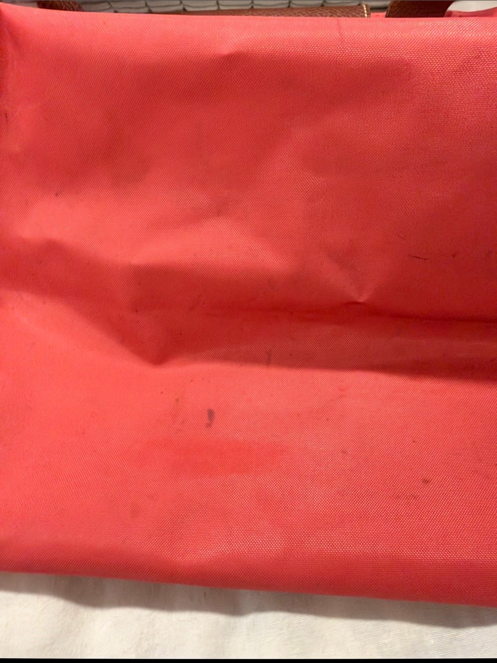 Longchamp Nylon Tote in Coral with Brown Trim - Picture 4 of 12